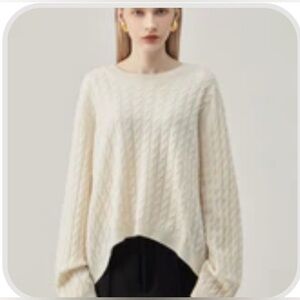 🎀 LILY 🎀 STUDIO Cable-Knit Cashmere Sweater WHITE/M New~Like